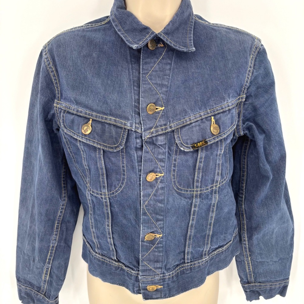 Vintage Lee Riders Denim Jacket Kids Size 16 Blue 109-JY Union Made USA Trucker